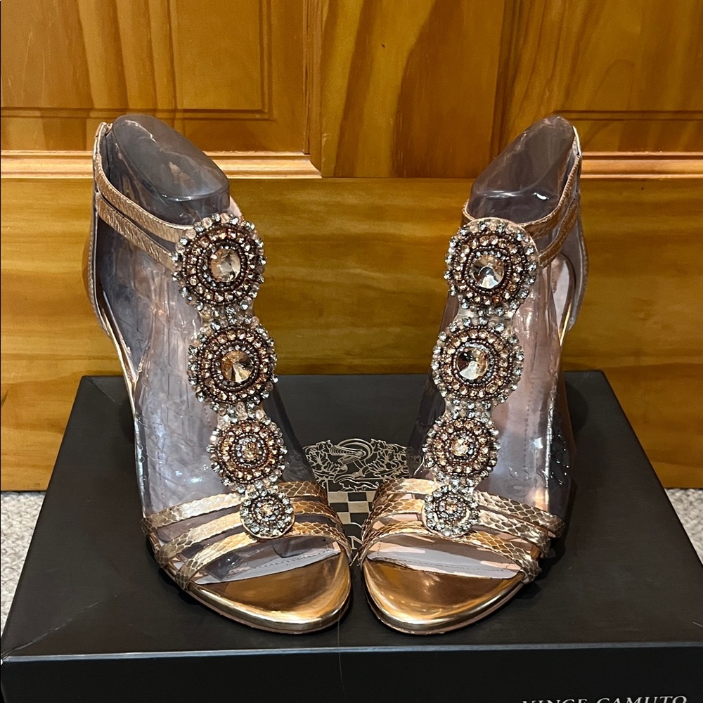 Vince Camuto Zimily RoseGold Beautiful Embellished Wedge Sandals